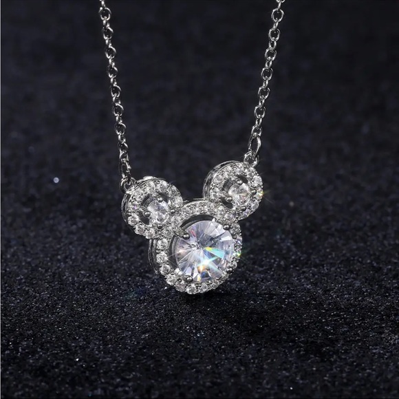 Sterling Silver Mickey Mouse CZ Necklace - Picture 2 of 3
